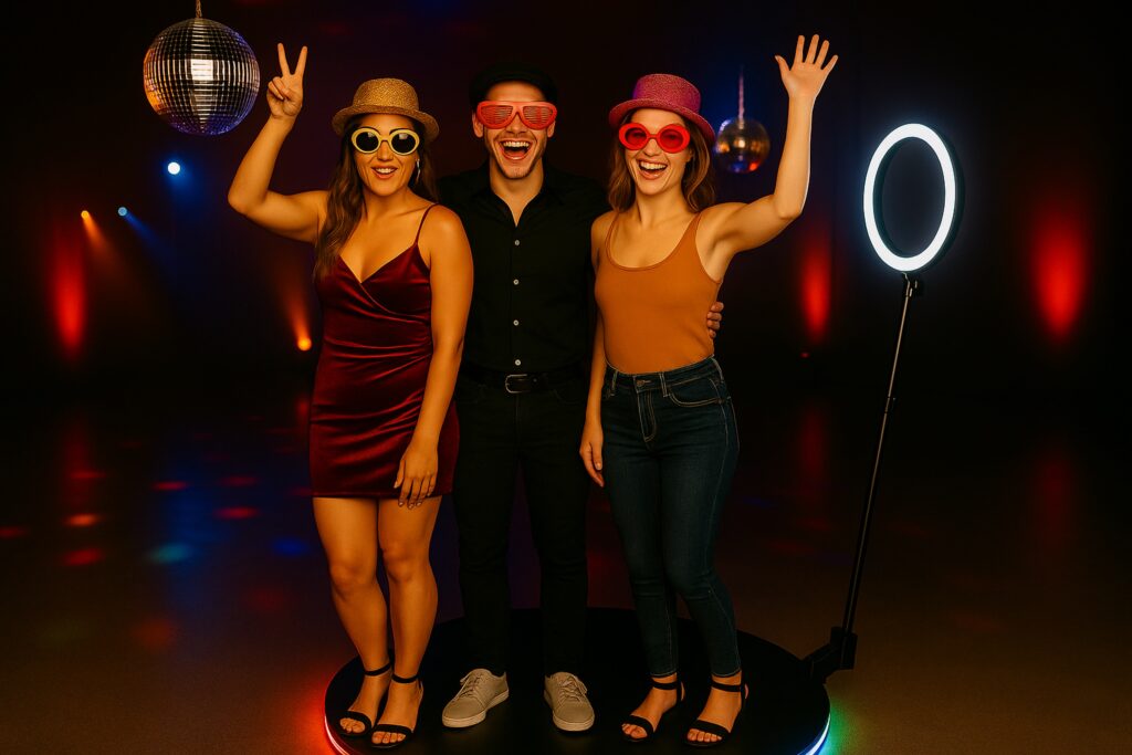 Das Highlight für jedes Event! Mieten Sie unsere 360° Video Booth für unvergessliche Momente in Augsburg & München.